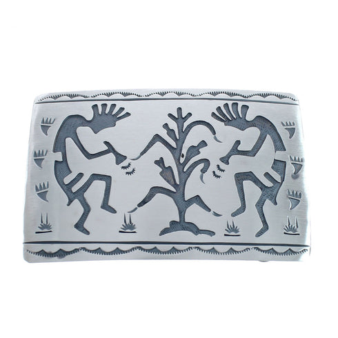 Native American Navajo Sterling Silver Kokopelli Corn and Bear Paw Belt Buckle JX124354